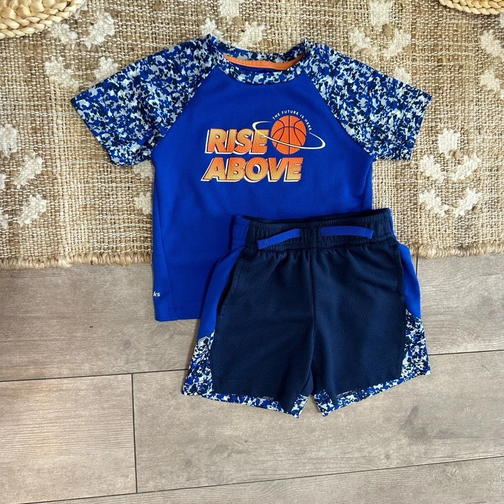 Athletic Works Toddler Boy Active T-Shirt and Shorts Set Basketball Rise Above